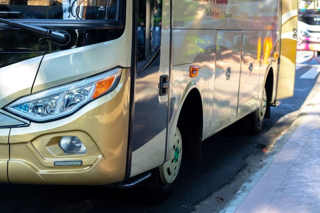 Public transport bus viewed from outside
