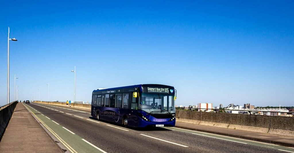 Modern city bus on an urban road, illustrative image for the Bus Simulator 27 Android availability guide