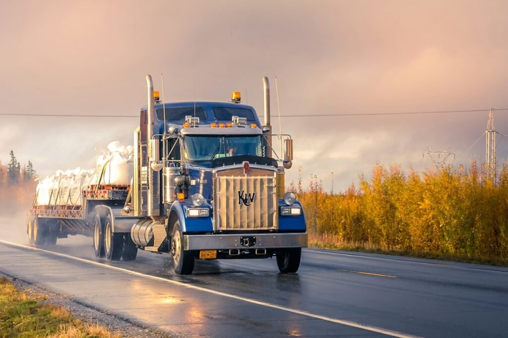 Heavy truck driving on a road for the Euro Truck Simulator 2 Android APK guide