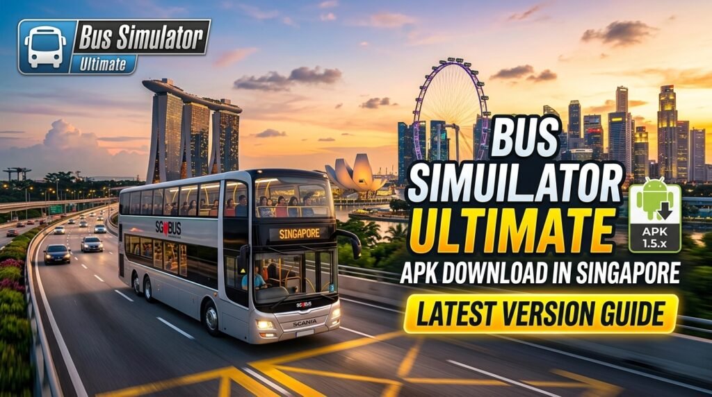 Bus Simulator Ultimate Singapore driving guide with a city bus in Singapore