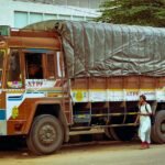 Decorated Indian cargo truck on an urban road