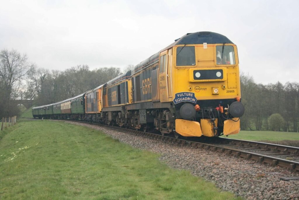 Locomotives on railway tracks illustrating a train simulation game